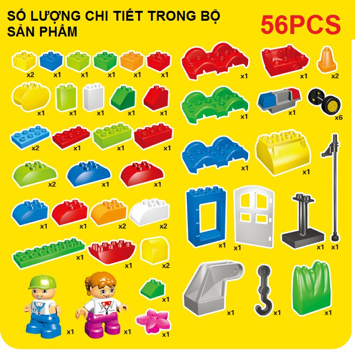 Đồ chơi lắp ghép lego mô hình ô tô gồm 56 chi tiết loai lớn đồ chơi trẻ em