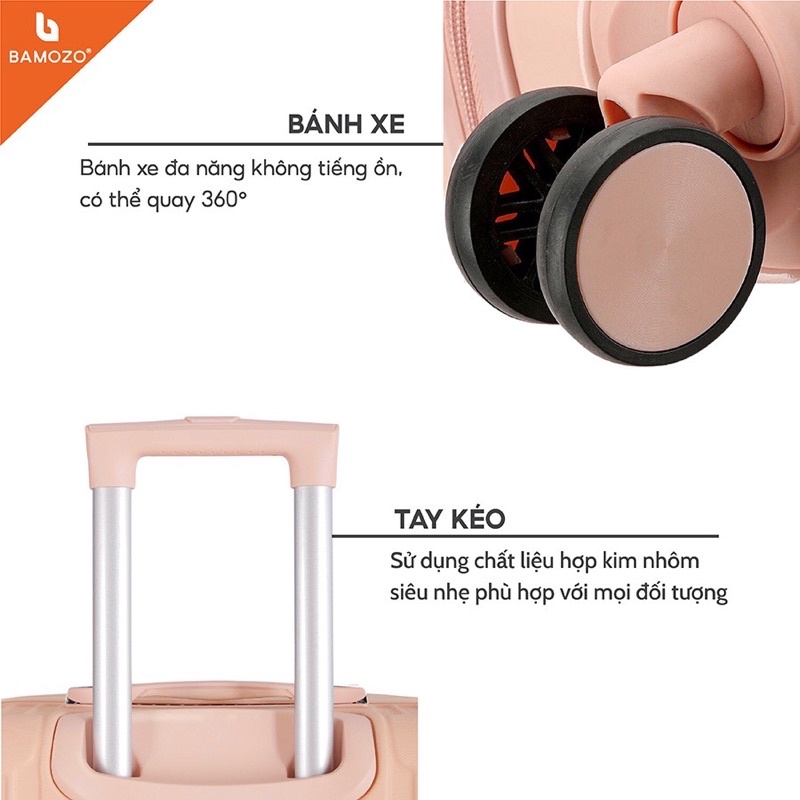 Vali Kéo Du Lịch Cao Cấp Giá Rẻ Bền Đẹp Size 20 Size 24 Inch Nhựa Chống Va Đập Trầy Xước Bảo Hành 5 Năm Bamozo 8801