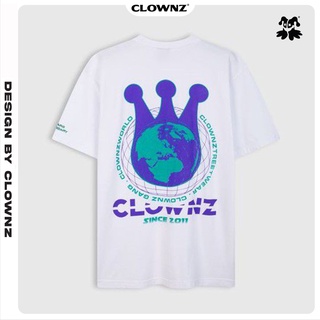 [FULLTAG CHÍNH HÃNG] Áo thun tay lỡ unisex Clownz Worldz màu trắng, form rộng, chất cotton