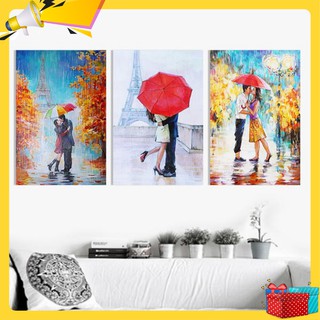 Bộ 3 tranh treo tường phong cách sơn dầu “Ngày mưa Paris” W285
