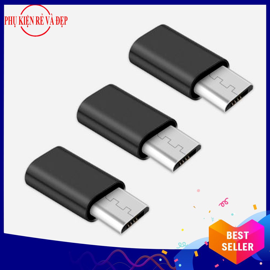 Combo 3 đầu chuyển đổi sạc từ Type C sang Micro USB