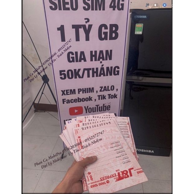 Sim KO GIỚI HẠN DATA Mobifone S50 , DIP50 , Y60 , BL5GT , DTHN , IPHN2