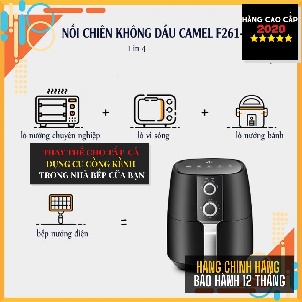 Nồi chiên không dầu Chính hãng CAMEL , Công suất 1350W - BẢO HÀNH 1 NĂM