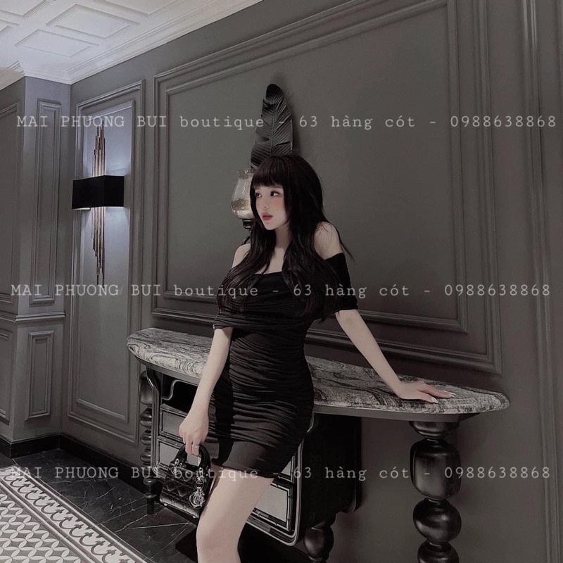 Váy trễ vai ôm body 2 màu siêu xinh