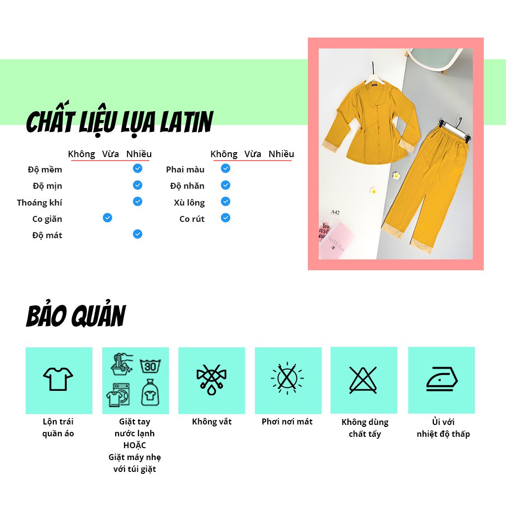 Đồ bộ mặc nhà SBORG bộ pijama tay dài lụa latin phối ren dễ thương quần dài có túi sâu freesize dưới 55kg quà tặng vợ