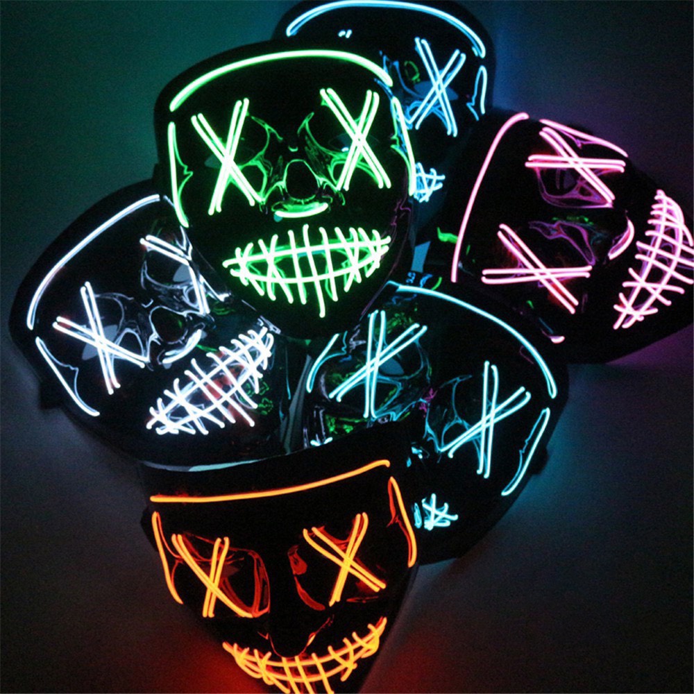 Mặt nạ hacker hóa trang halloween có đèn led dạ quang nhiều màu sắc mặt nạ halloween đồ chơi cho bé E1080