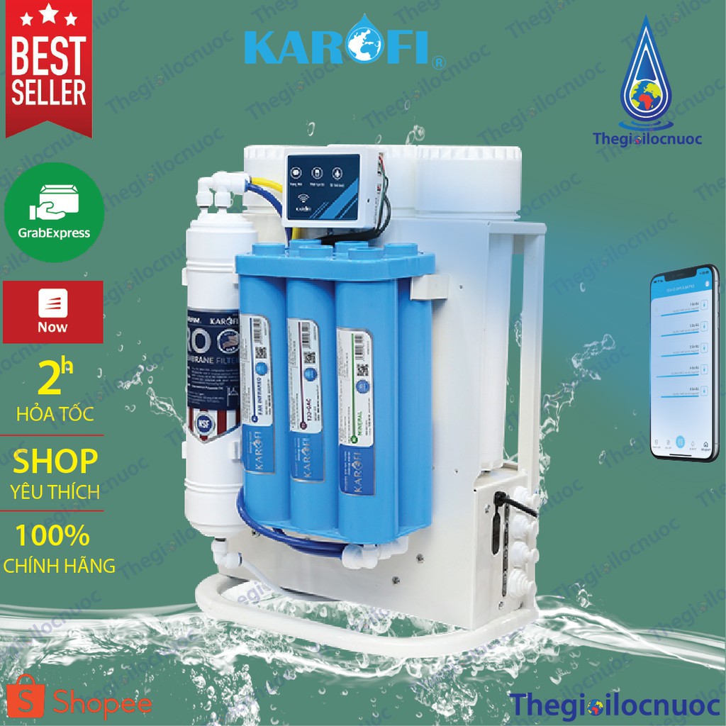 Máy lọc nước thông minh để gầm Karofi KAQU95 10 cấp lọc bảo hành 36 tháng