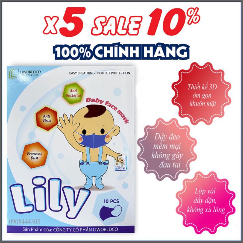 [ CAM KẾT CHÍNH HÃNG] Khẩu trang Y tế cho bé Lily hàng xuất Nhật