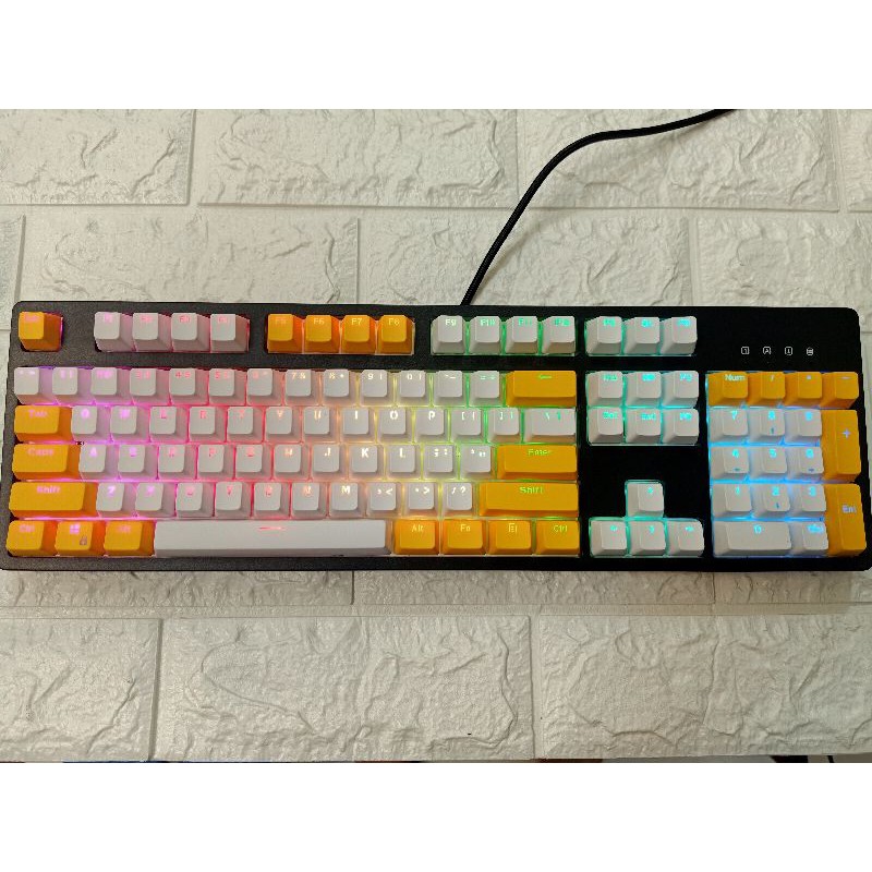 Phím Cơ Edra 3104 RGB Blue switch keycap bpt mix 2 màu trắng vàng