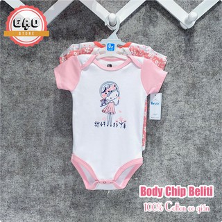 Set 3 body chip cộc tay 100% cotton cho bé dưới 12 tháng tuổi