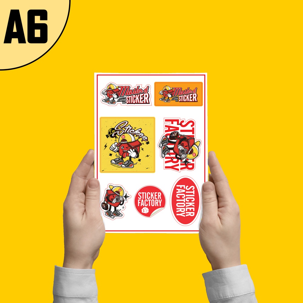 Tấm sticker A6 (14,8x10,5cm)  in theo yêu cầu - Sticker vinyl chống nước, cắt bế đều và đẹp