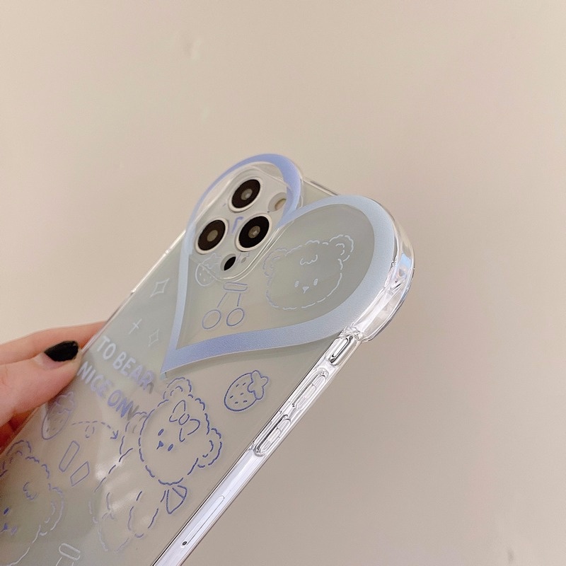 Ốp điện thoại trong suốt họa tiết gấu hoạt hình xinh xắn dành cho Iphone 13 ProMax 11 12 Mini XS I8 I7Plus