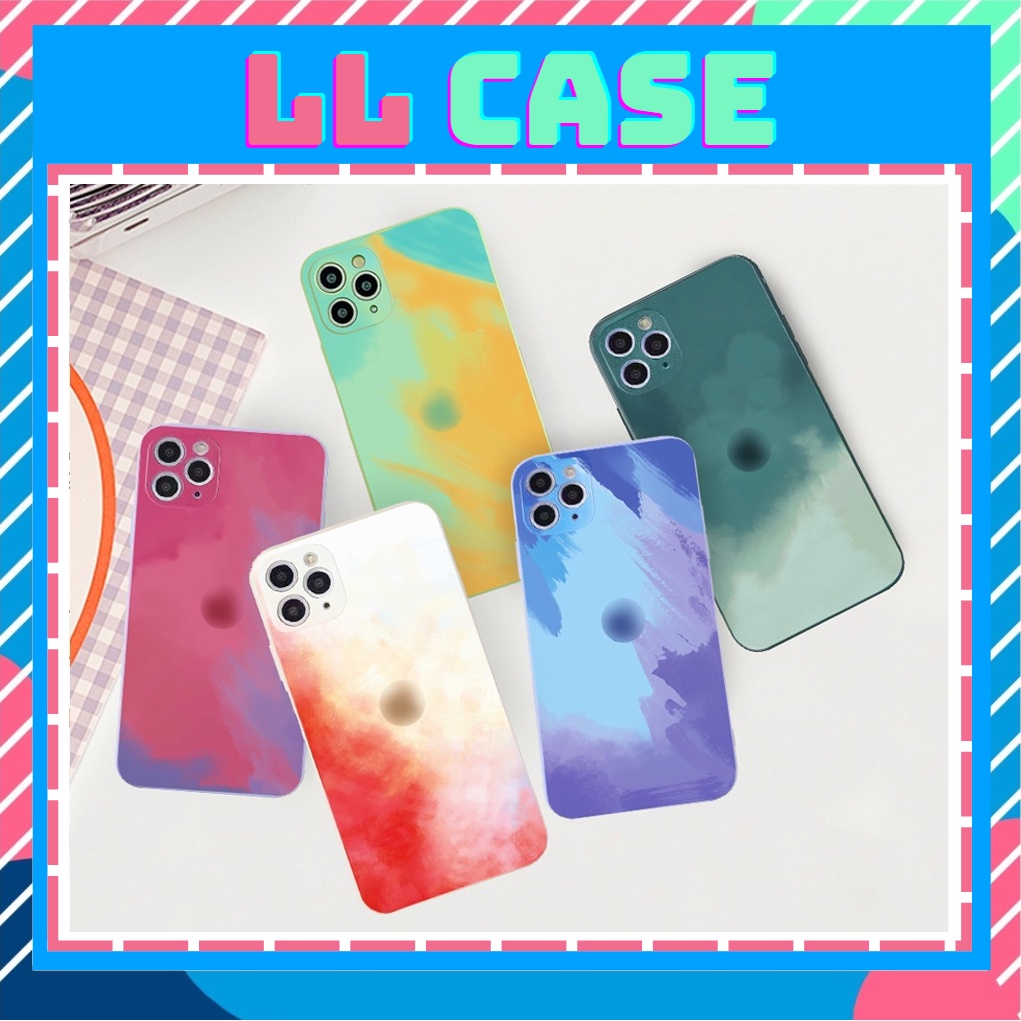 Ốp lưng loang màu iphone cầu vồng nhều màu  cạnh vuông BVC /7/7plus/8/8plus/x/xs/11/12/pro/max//promax/mini