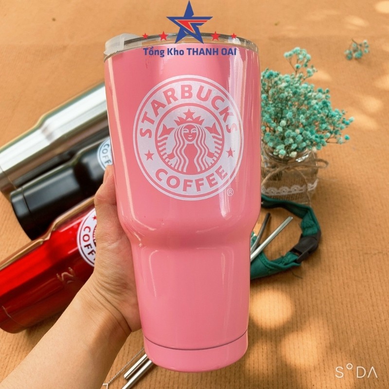 Ly Giữ Nhiệt STARBUCKS Cốc Đựng Nước INox 900ml Tặng Kèm Ống Hút Dụng Cụ Cọ Rửa Và Túi Đựng Tiện Lợi