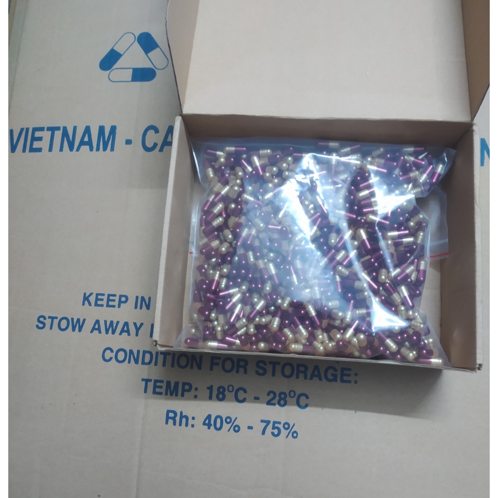 1000 viên nang rỗng màu trong suốt 100g vỏ nang cứng gelatin empty capsule size 0