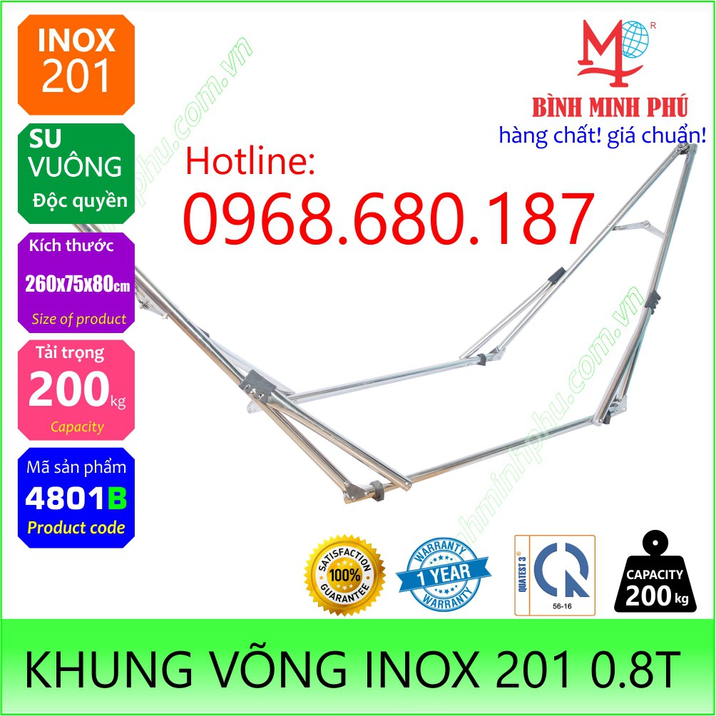 KHUNG VÕNG INOX 201 ỐNG TRÒN PHI 32 SU ĐA NĂNG  - Portable Folding Stainless Steel Stand Round Tube 32mm pipe