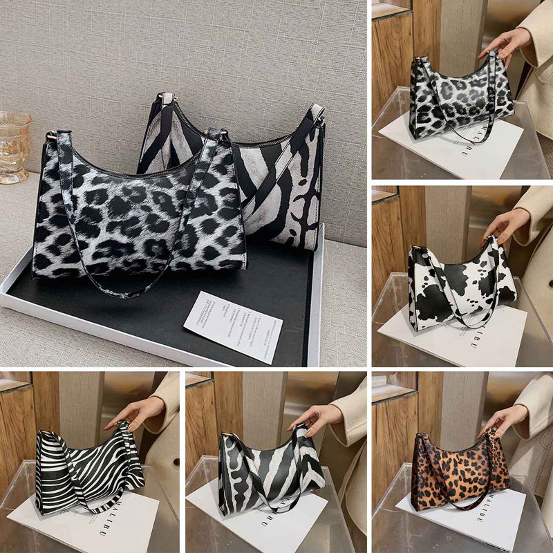 YGT Retro Leather Women Shoulder Bag Animal Pattern Totes Travel Daily Handbags