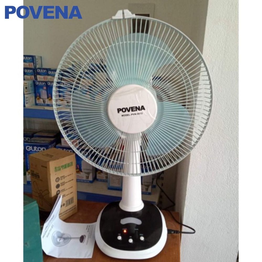 Quạt Tích Điện POVENA PVN-5612 Công Suất 24W. Quạt Gió, Thiết Kế Nhỏ Gọn, Dạng Quạt Hướng Trục-Bảo Hành 12 Tháng
