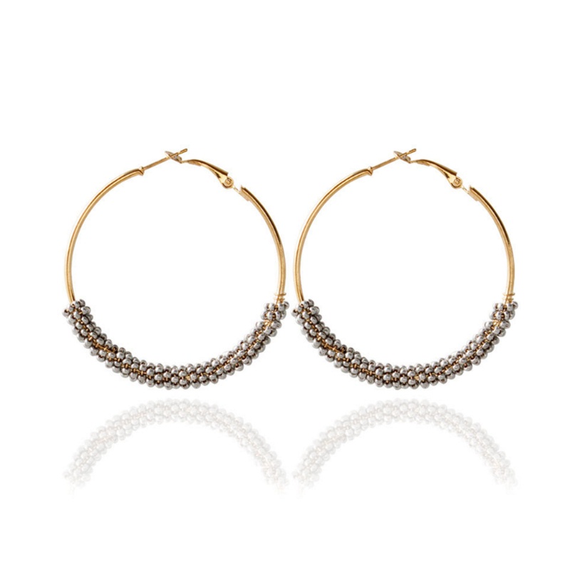 Bông Tai Dạng Vòng Tròn Phối Hạt Phong Cách Bohemian Thời Trang