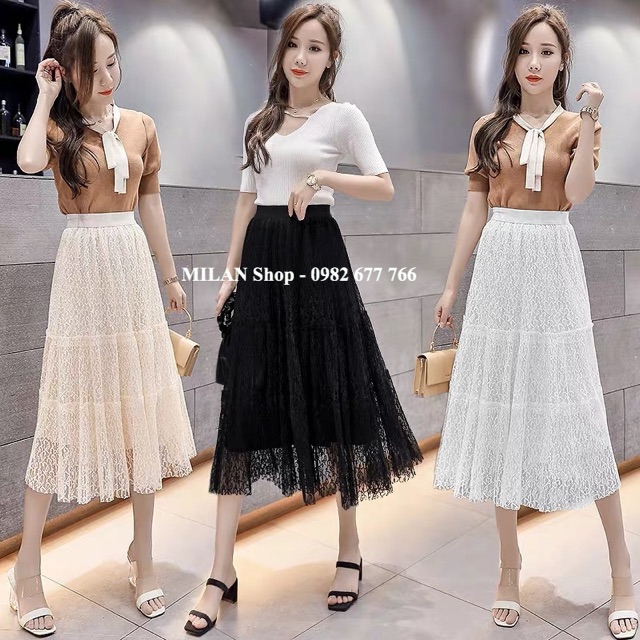 Chân váy ren xoè midi công chúa | BigBuy360 - bigbuy360.vn
