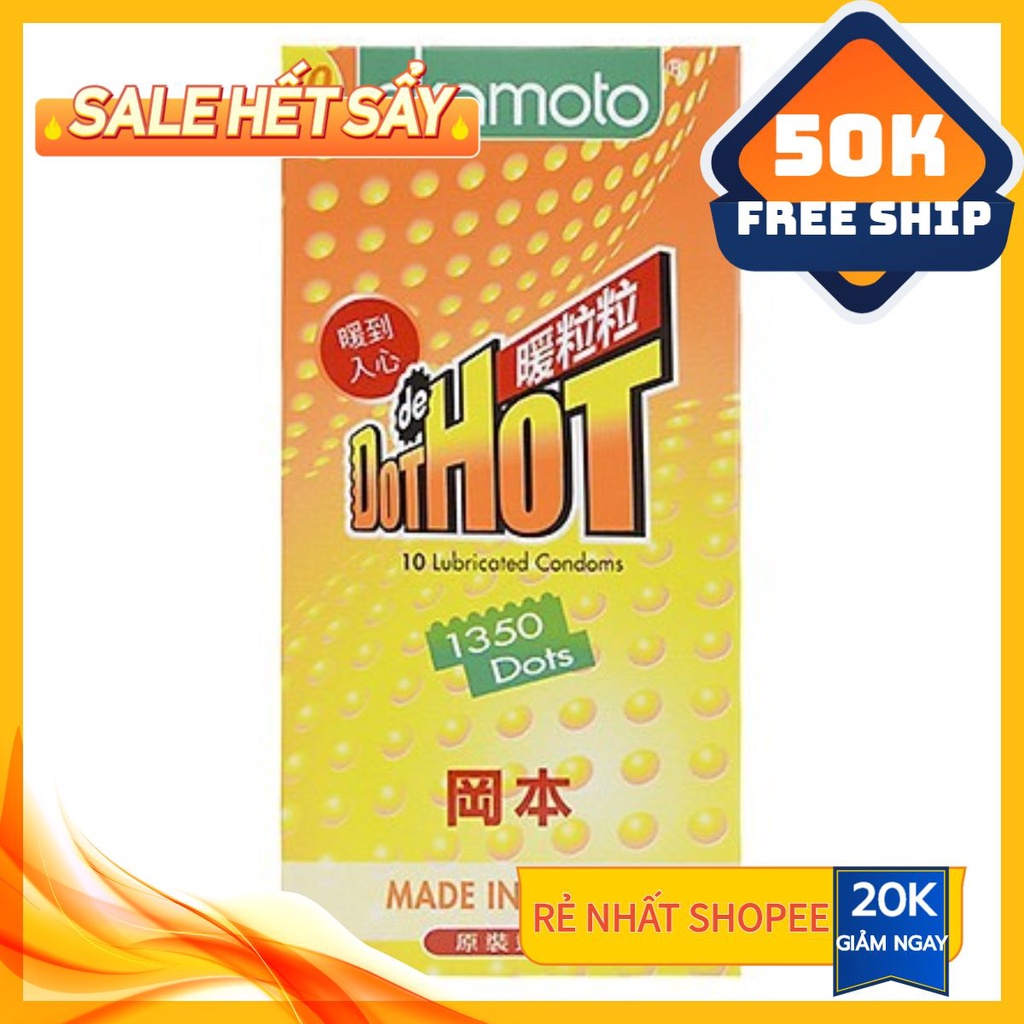 Bao Cao Su Okamoto Dot De Hot 1350, Bao Cao Su Gân Gai, Gai Nóng, Kéo Dài Thời Gian Yêu, 1 hộp 10 bcs