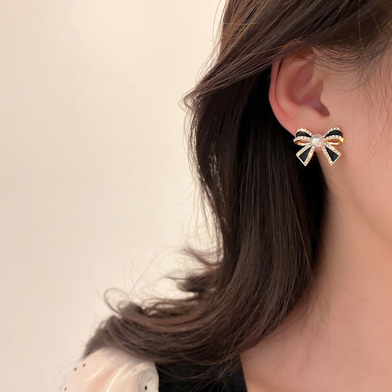 XiaoboACC Đôi Bông Tai Mạ Bạc 925 Đính Ngọc Trai Giả Thời Trang Cho Nữ