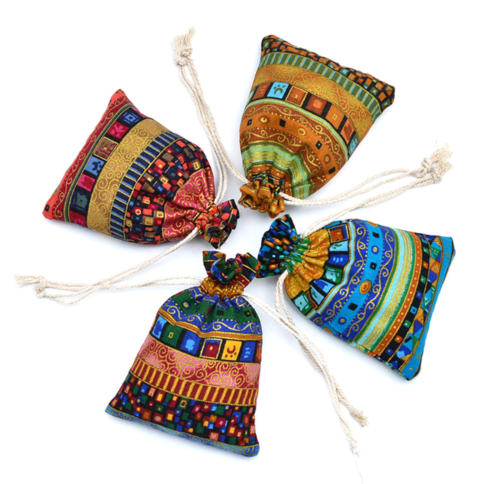 Bộ 20 Túi Vải Lanh Họa Tiết Dân Tộc