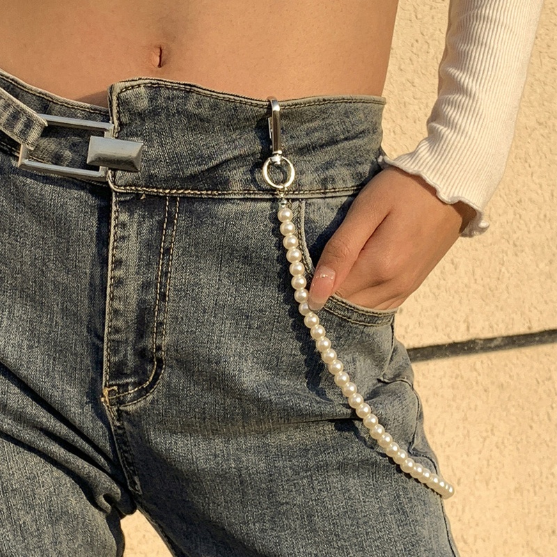 Youyo Ví Jean Nam Nữ Có Dây Xích Khóa Tôm Hùm Túi Phong Cách Hip Hop