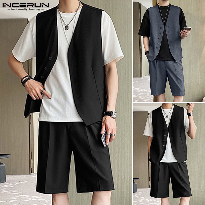 Áo ghile + quần short INCERUN thời trang lịch lãm cho nam