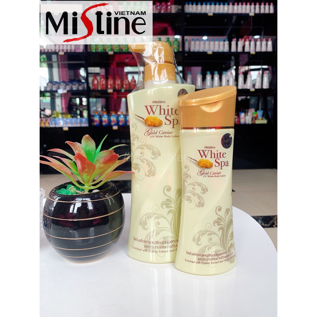 KEM DƯỠNG DA TOÀN THÂN TRỨNG CÁ MUỐI VÀNG MISTINE WHITE SPA GOLD CAVIAR UV WHITE BODY LOTION