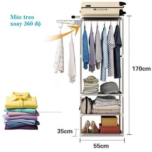 Giá treo quần áo thời trang  MB HOME hình chữ L, H Kệ treo quần áo có tầng để giày dép