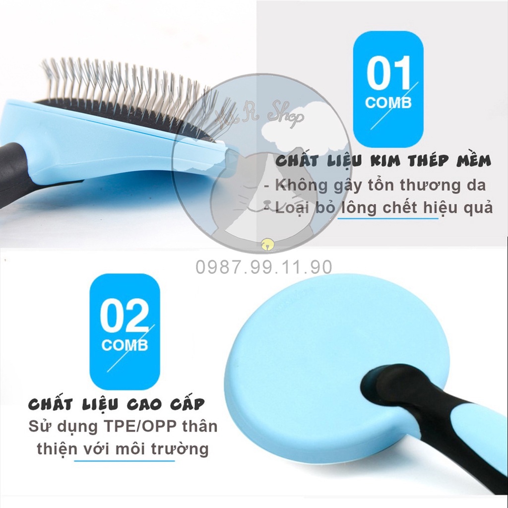 [Fullbox] Lược Chải Lông Gỡ Rối Đánh Xù DeLe Dành Cho Chó Mèo Chất Liệu TPE An Toàn Cho Thú Cưng