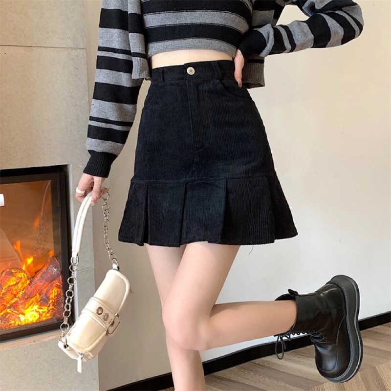 Chân váy nhung tăm