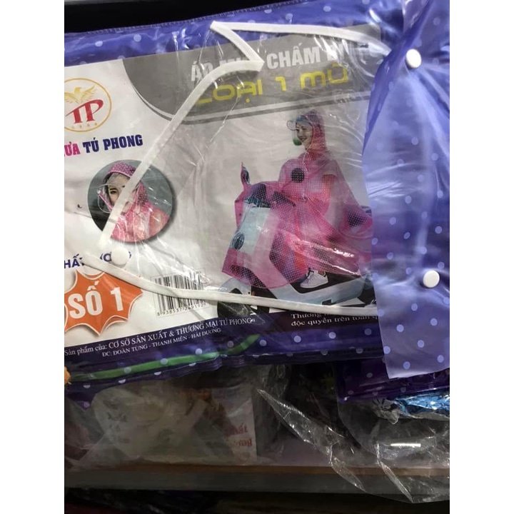 ÁO MƯA CHẤM BI có kính hàng to, đẹp, dày dặn