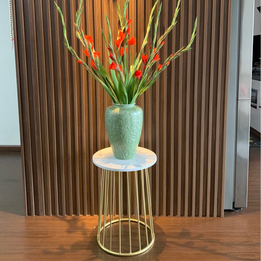 Bàn trà tròn sofa RIBO HOUSE mặt đá vân mây tab 2 tầng khung kim loại sơn tĩnh điện ngồi uống trà cafe ban công RIBO93 | BigBuy360 - bigbuy360.vn