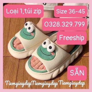 {SẴN GIAO,LOẠI 1 TÚI ZIP}Dép bông đi trong nhà con Ếch dễ thương(XEM KĨ ẢNH 3)