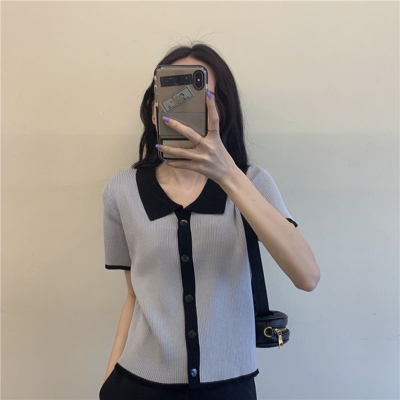 [Mã 151FASHIONSALE1 giảm 10K đơn 50K] Áo polo phối màu cổ bẻ vintage cực xinh