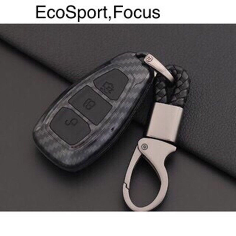 Bao da chìa khóa, bọc chìa khóa ốp carbon, móc khóa ô tô dùng riêng cho xe Ford Ecosport, Focus, Ranger, Fiesta