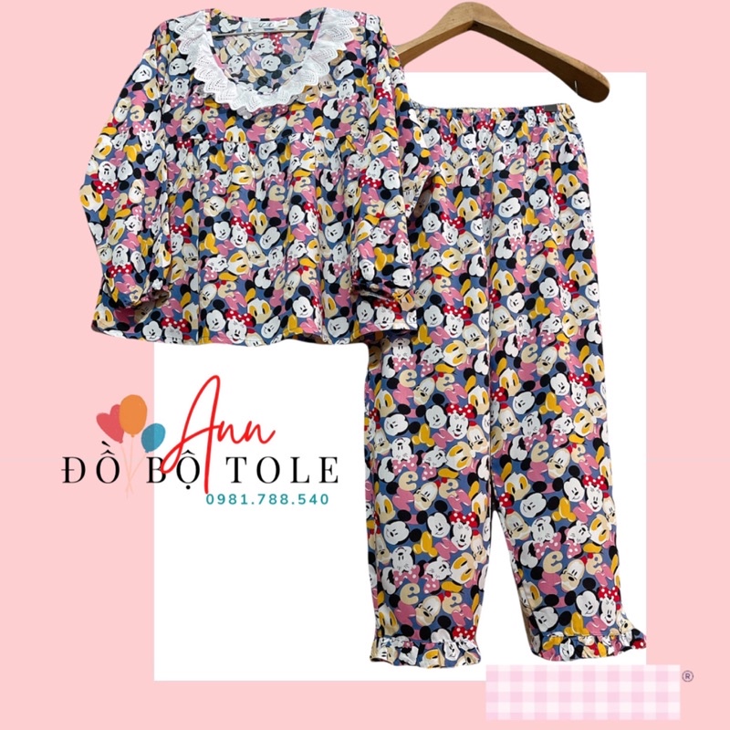 [ Ann- ĐỒ BỘ TOLE ] Tay dài quần dài cô tròn phối ren bbd ( 45-65kg ) | BigBuy360 - bigbuy360.vn