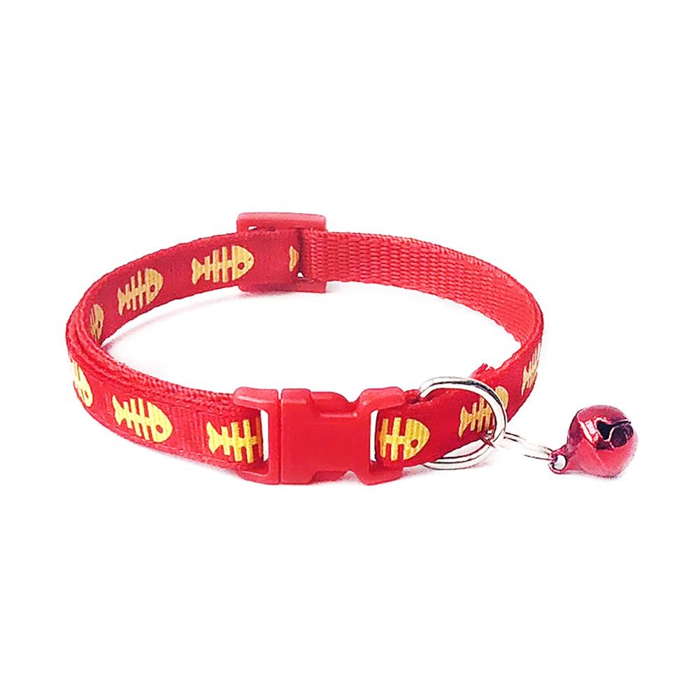 Vòng cổ hạo tiết xương cá kèm chuông nhiều màu dành cho thú cưng