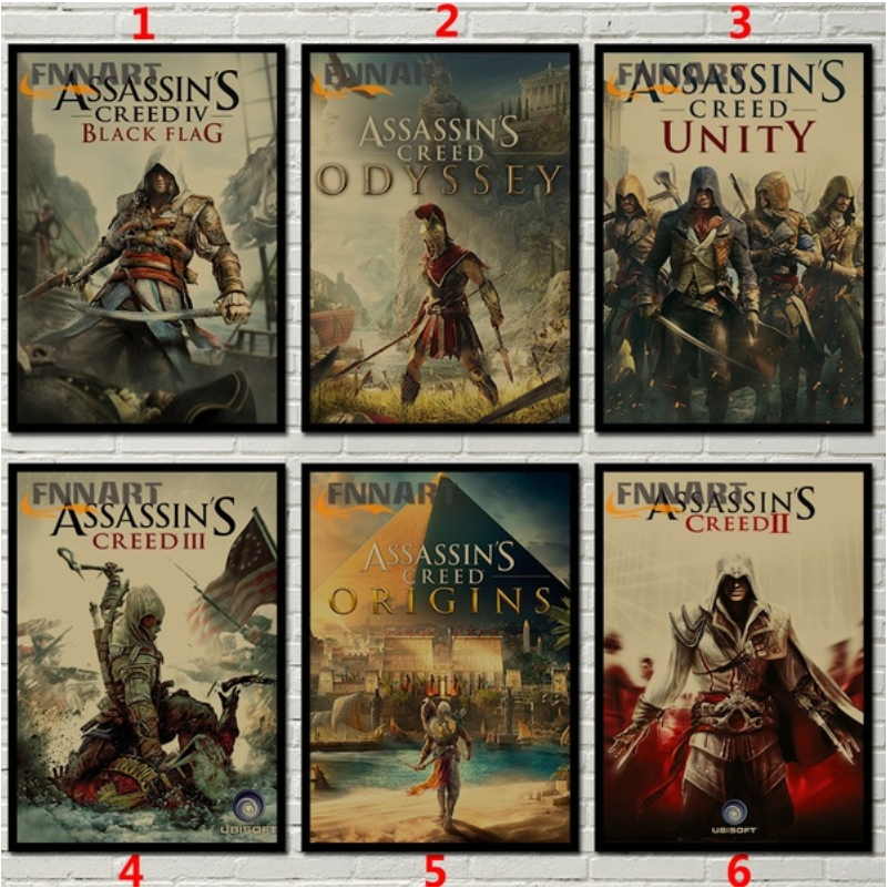 ORIGINS 1 Poster Game Assassin 's Creed Odyssey / Uniy / Degins Cover Vintage 42x30cm