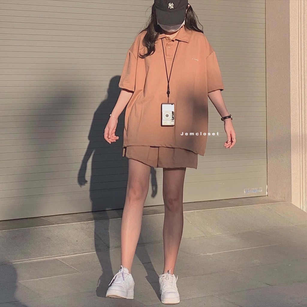 Bộ đùi thể thao nâu trơn ulzzang dáng thụng trẻ trung cá tính | BigBuy360 - bigbuy360.vn