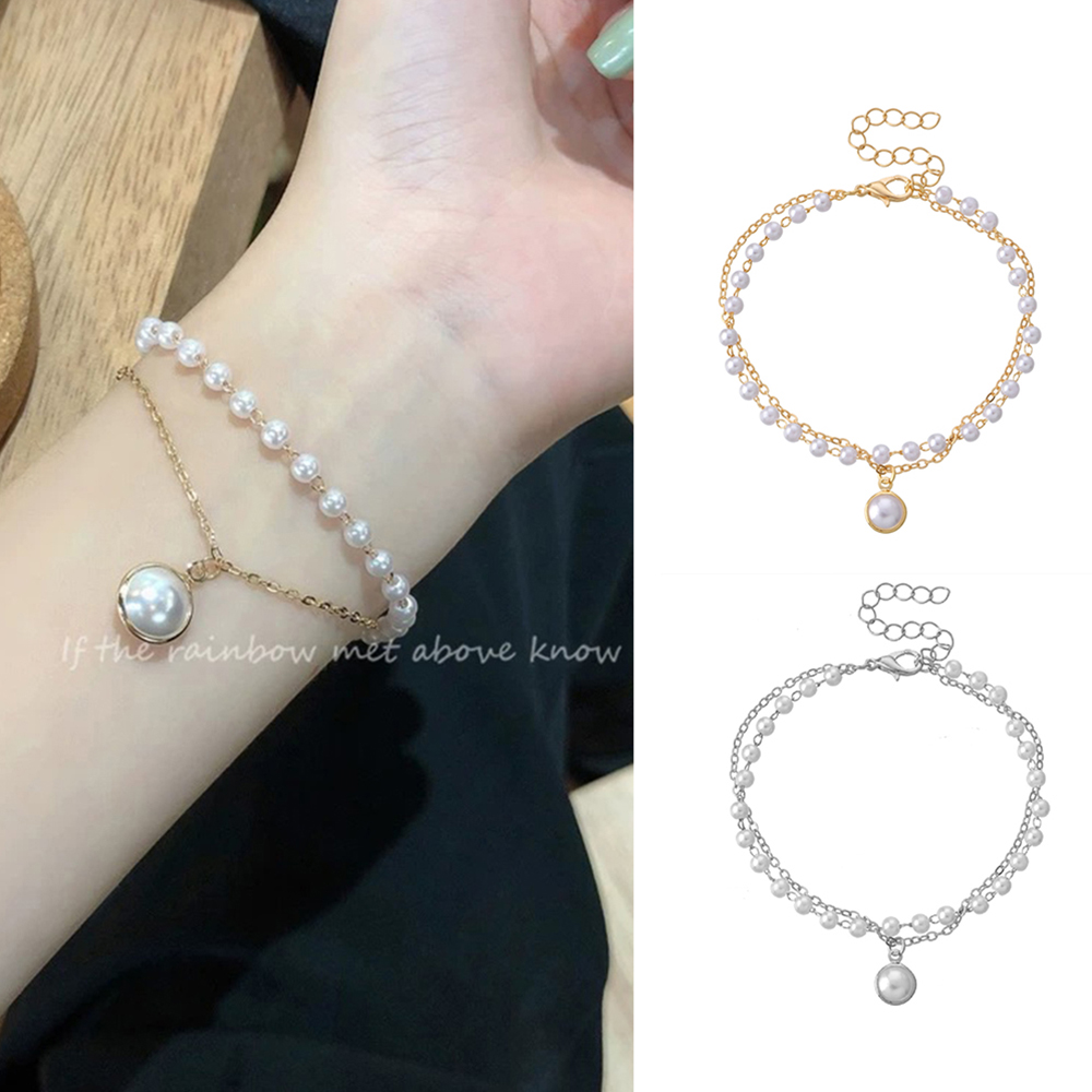 IF ME Ifme Korean Elegant Pearl Bracelet Metal Bracelet Anklet Women Fashoin Accessories
