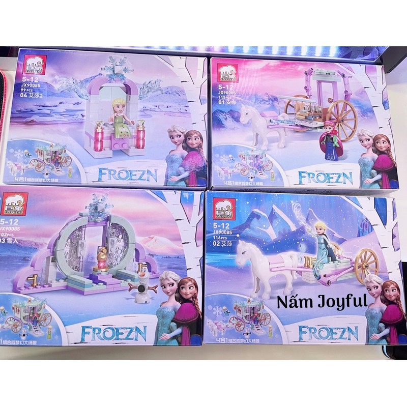 Bộ xếp hình cỗ xe tuyết Elsa Frozen set 4 hộp