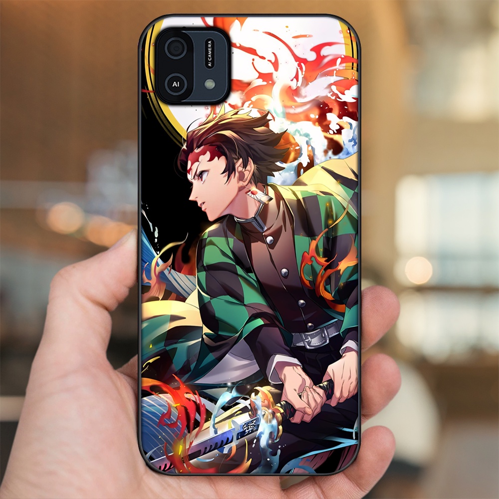 Ốp lưng Oppo A16K viền đen in hình Tanjiro Kimetsu No Yaiba