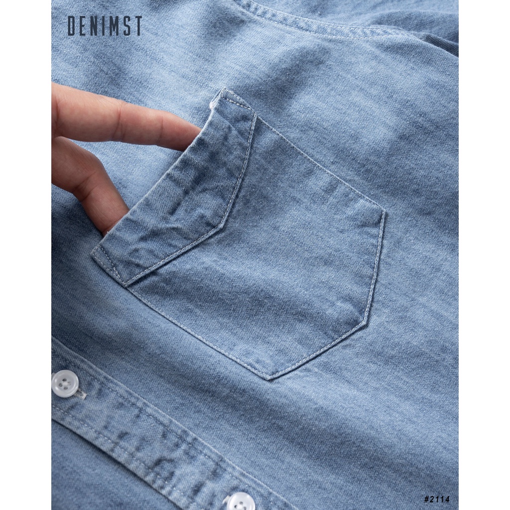 Áo Sơ Mi Nam Denim Ngắn Tay Cao Cấp DENIMST 2114 Chất Denim Dáng Slim Fit