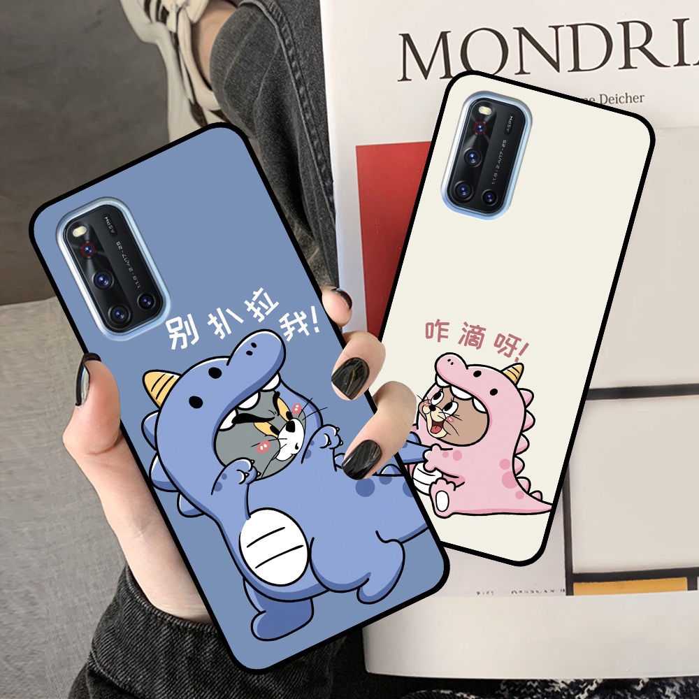 Ốp Vivo V19 in hình cặp đôi doremon, hổ, khủng long dễ thương