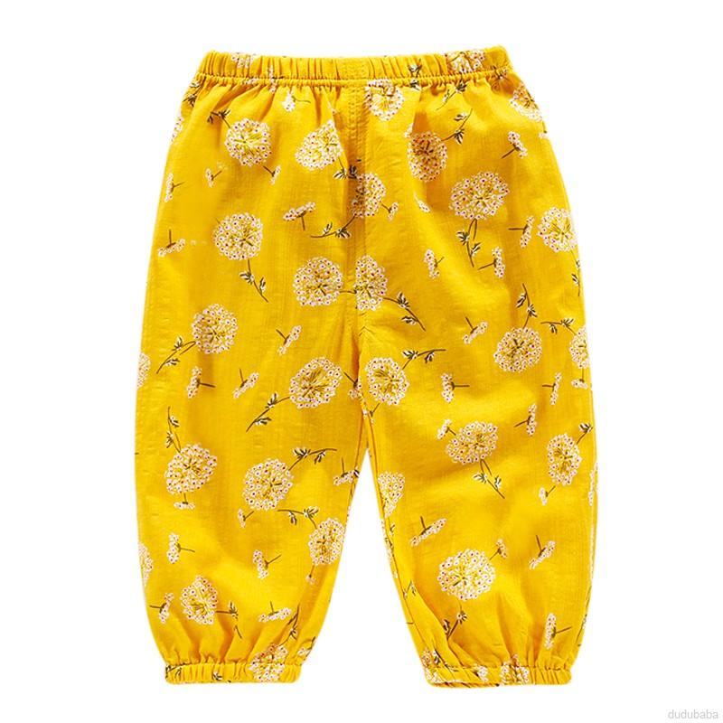 Dudubaba Quần mỏng chống muỗi cho bé mặc vào mùa hè Floral Printed Long Pants For Kids Boys And Girls Mosquito Pants 1-8 Years
