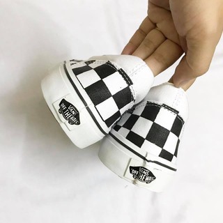 Giày lười Vans caro logo sau gót đen ( V Slip-on Checkerboard)