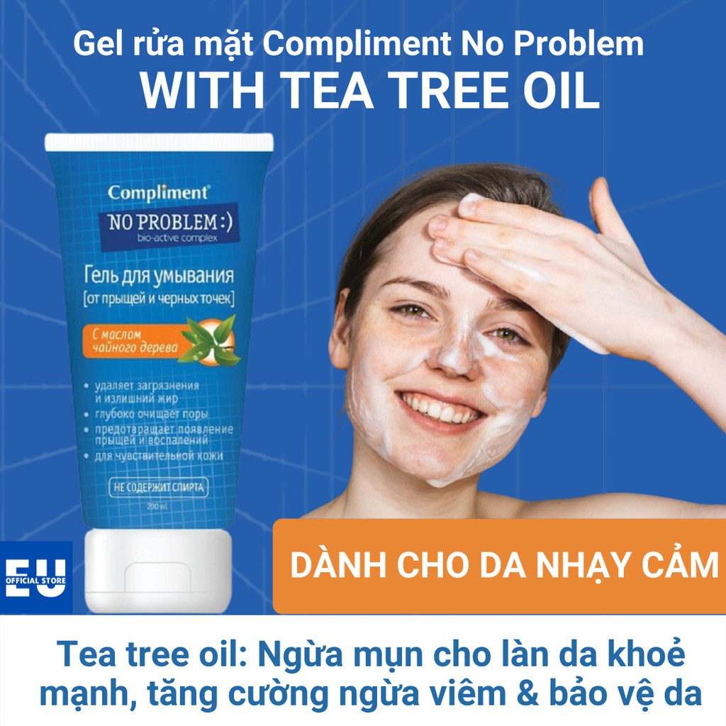Sữa rửa mặt Compliment No Problem dạng gel giảm viêm, mụn